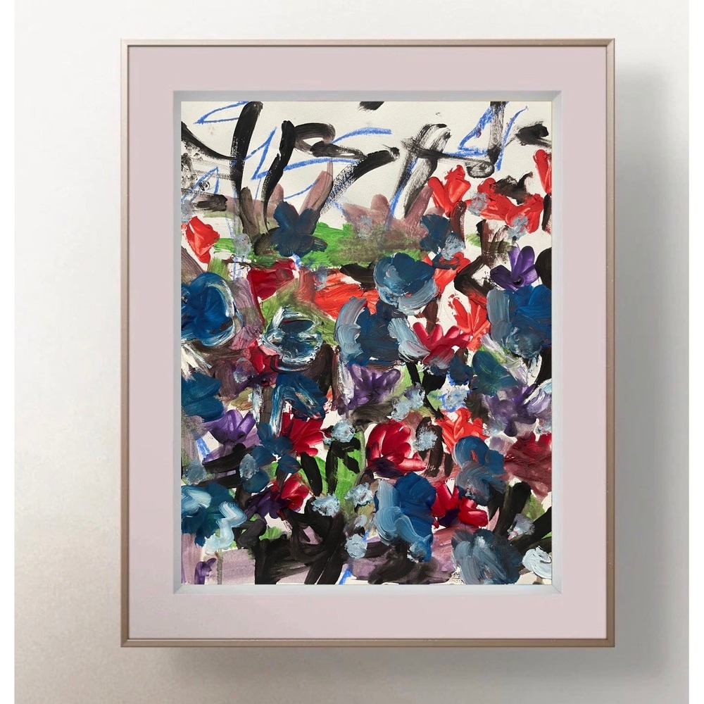 OMAN Artist Abstract Floral Painting Flowers Garden Nature Field Art 8.5x11